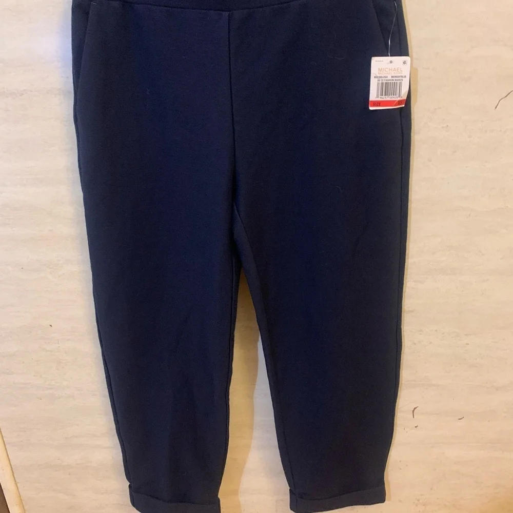 Michael Kors Pull Midnight Blue Cropped Pants NWT